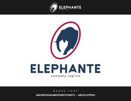 moderne elefantenkopf-logo-designillustration mit schriftart vektor