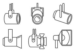 Spotlight-Lampensymbole gesetzt, Umrissstil vektor