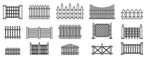Gartenzaun-Symbole gesetzt, Umrissstil vektor