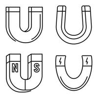 Symbole für Magnetattraktionen gesetzt, Umrissstil vektor