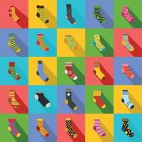 Socken Textilsymbole Set, flacher Stil vektor