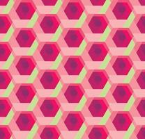 hexagon mönster 3d illusion textur med ros blomma form. rött eller rosa abstrakt blommigt koncept seamless mönster vektor