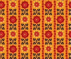 schwarz, rot und orange traditionelle asiatische teppichstickerei suzanne. usbekisches ethnisches dekoratives Blumenmotiv für Teppich, Stoff, Tischdecke vektor