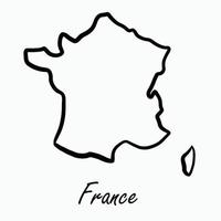 Gekritzel-Freihand-Zeichnung der Karte von Frankreich.