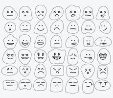 Sammlung von Freihandzeichnungen von Emoticons. vektor