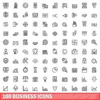 100 Business-Icons gesetzt, Umrissstil vektor