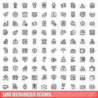 100 Business-Icons gesetzt, Umrissstil vektor