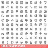 100 Business-Icons gesetzt, Umrissstil vektor