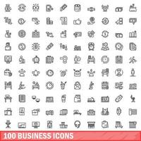 100 Business-Icons gesetzt, Umrissstil vektor