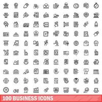 100 Business-Icons gesetzt, Umrissstil vektor