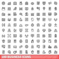 100 Business-Icons gesetzt, Umrissstil vektor