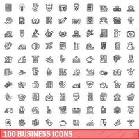 100 Business-Icons gesetzt, Umrissstil vektor