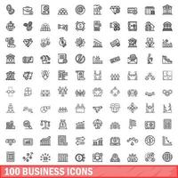 100 Business-Icons gesetzt, Umrissstil vektor