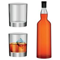 Whiskey-Flaschenglas-Mockup-Set, realistischer Stil