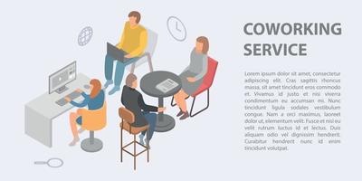 coworking service koncept banner, isometrisk stil vektor