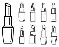 Luxus-Lippenstift-Icons gesetzt, Umrissstil vektor