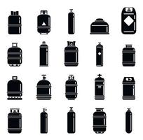 Gasflaschen Flaschensymbole Set, einfacher Stil vektor
