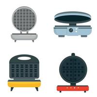 Waffeleisen-Icon-Set, flacher Stil vektor