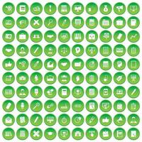 100 Finanzsymbole setzen grünen Kreis vektor