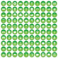 100 hotellikoner som grön cirkel vektor