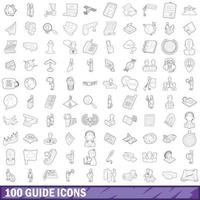 100 Führungssymbole gesetzt, Umrissstil vektor