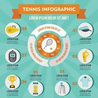 Tennis-Infografik-Konzept, flacher Stil vektor
