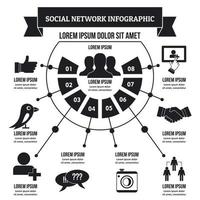 Infografik-Konzept des sozialen Netzwerks, einfacher Stil vektor