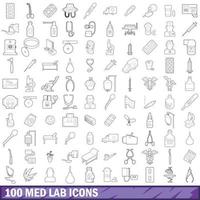 100 medizinische Laborsymbole, Umrissstil vektor