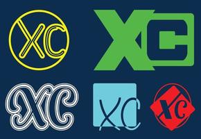 xc brev logotyp, klistermärke och ikon designmall vektor