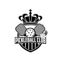 crown pickleball community logotyp märke med vit bakgrund vektor