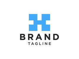 första bokstaven h logotyp. blå geometrisk form origami stil med pil isolerad på vit bakgrund. användbar för företags- och varumärkeslogotyper. platt vektor logotyp designmall element.