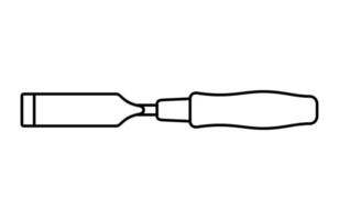 mejselikonen i linjekonststil isolerad på vit bakgrund. snickarverktyg. vektor illustration.