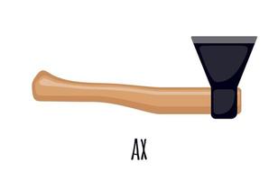 trä yxa ikon i platt stil isolerad på vit bakgrund. snickarverktyg. vektor illustration.