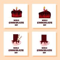 uppsättning gratulationskort för världens chokladdag vektor