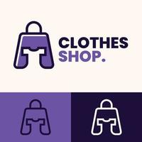 einfaches, minimalistisches kleidungseinkaufstaschen-logo-design vektor