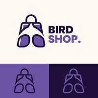 enkel minimalistisk logotyp för fågelshoppingväska vektor