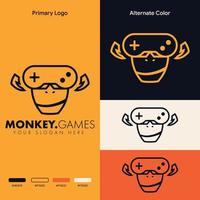 Einfaches, minimalistisches Affen-Joystick-Gamepad-Gaming-Logo-Design vektor