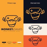 enkel minimalistisk ape joystick gamepad spellogotypdesign vektor