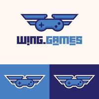 einfaches, minimalistisches Flügel-Gamepad-Joystick-Logo-Design vektor