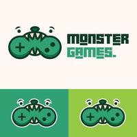 Einfaches, minimalistisches Monster-Gamepad-Joystick-Logo-Design vektor