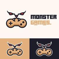 Einfaches, minimalistisches Monster-Gamepad-Joystick-Logo-Design vektor