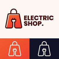 einfaches minimalistisches Logo-Design für elektrische Einkaufstaschen vektor