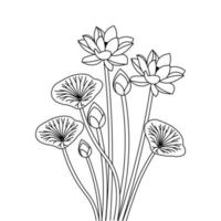 blühendes blumenblatt des lotus mit blattfarbtonseite für kinderpädagogische elementillustration vektor