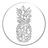 line art ananas durchgehende linie für dekorationsdesign. Umriss einfache Vektorillustration. gesunde Bio-Ananas für die Identität des Obstgarten-Logos. frisches sommerfruchtkonzept für obstgartenikone. vektor