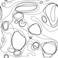 gekritzel nahtlose muster handgezeichnete vektorillustration. schwarz-weißer abstrakter hintergrund mit wellenlinien kreisförmigen gekritzeln. tolles design für tapeten, abdeckungen, textilien, abdeckungen und andere kreative zwecke vektor