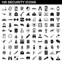 100 Sicherheitssymbole gesetzt, einfacher Stil vektor