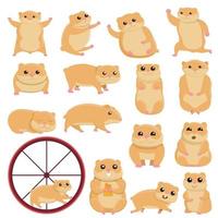 Hamster-Icons gesetzt, Cartoon-Stil vektor