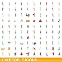 100 Personen Icons Set, Cartoon-Stil vektor