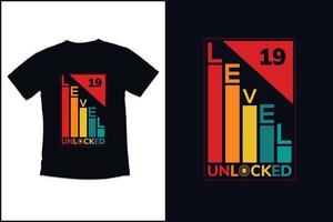 födelsedagsspel vintage t-shirt design med nivå 5 olåsta moderna citat typografi t-shirt design vektor