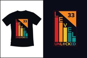 födelsedagsspel vintage t-shirt design med nivå 5 olåsta moderna citat typografi t-shirt design vektor